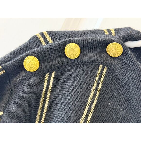 80s 90s Liz Claiborne Wool Blend Shoulder Button Stripe Pullover Hong Kong M - Picture 2 of 6